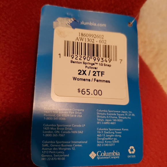 Columbia Women's 2Xl Pullover Fleece. Rust colored. NWT - Picture 2 of 9